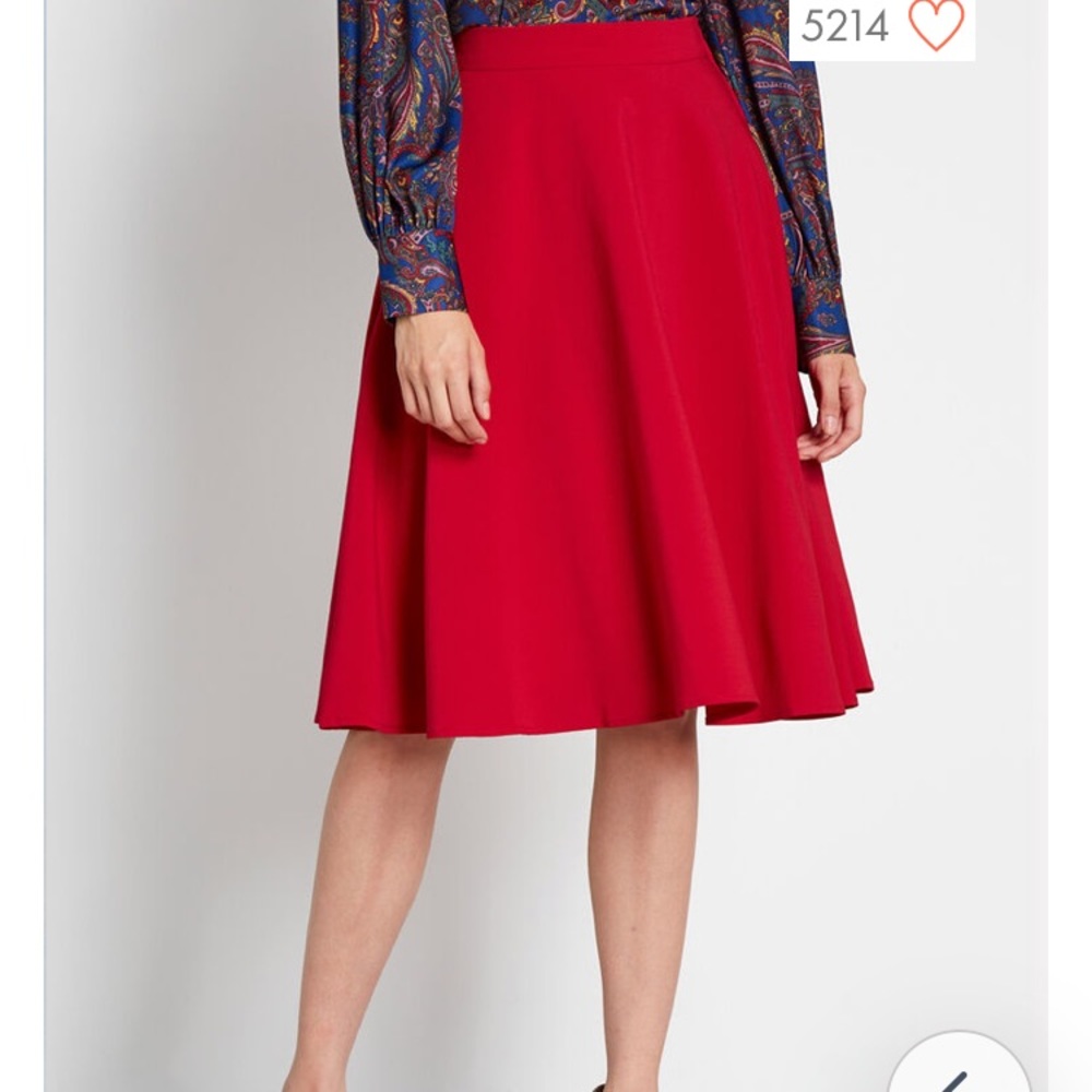 Modcloth Red Midi Skirt